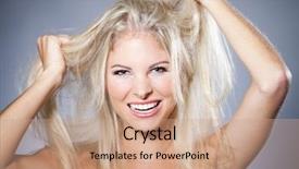  Presentation with bad - Slide deck having woman having a bad hair background and a coral colored foreground