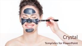  Presentation with black woman - Beautiful presentation theme featuring having a black charcoal mask backdrop and a lemonade colored foreground