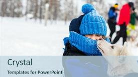  Presentation with dog sled - Audience pleasing PPT layouts consisting of having a cuddle with husky backdrop and a light blue colored foreground