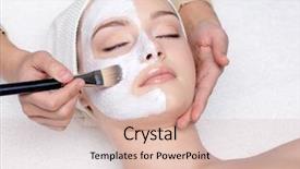  Presentation with spa salon - Audience pleasing theme consisting of having a facial cosmetic mask backdrop and a lemonade colored foreground