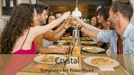  Presentation with restaurant toasting - Beautiful slide set featuring having a good time backdrop and a yellow colored foreground