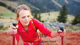  Presentation with pretty female military - Audience pleasing presentation design consisting of having a tough walk uphill backdrop and a red colored foreground