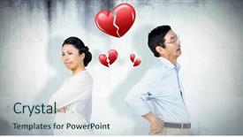  Presentation with older couple - PPT theme consisting of having an argument against heart background and a sky blue colored foreground