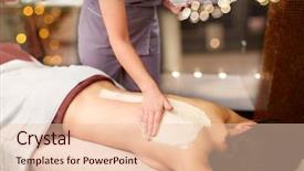  Presentation with young healthy people - Slide deck with having back massage with cream background and a lemonade colored foreground