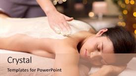  Presentation with ointment cream - PPT theme consisting of having back massage with cream background and a coral colored foreground