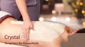  Presentation with young healthy people - Colorful slide deck enhanced with having back massage with cream backdrop and a lemonade colored foreground