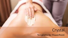  Presentation with young healthy people - Presentation theme featuring having back massage with cream background and a coral colored foreground