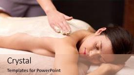  Presentation with young healthy people - Beautiful slide set featuring having back massage with cream backdrop and a coral colored foreground