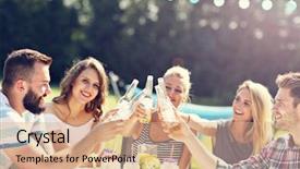  Presentation with barbecue - Colorful presentation theme enhanced with having barbecue party in backyard backdrop and a coral colored foreground