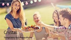  Presentation with barbecue - Cool new slides with having barbecue party in backyard backdrop and a coral colored foreground