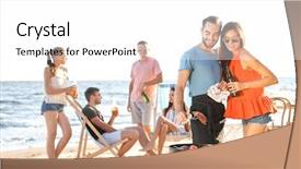  Presentation with beach party - PPT layouts with having barbecue party on beach background and a white colored foreground