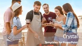  Presentation with beach party - Colorful slide set enhanced with having barbecue party on beach backdrop and a  colored foreground
