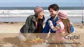 Presentation with winter family - Colorful theme enhanced with having barbeque on winter beach backdrop and a  colored foreground