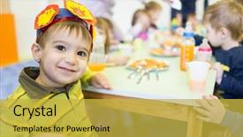  Presentation with birthday boy - Amazing slide deck having having birthday party at kindergarden backdrop and a yellow colored foreground
