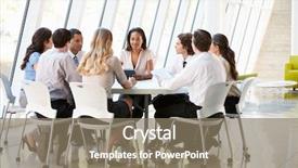  Presentation with board meeting - Slide deck featuring having board meeting in modern background and a coral colored foreground