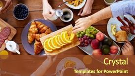  Presentation with eating - Slide set with having breakfast and sharing orange background and a tawny brown colored foreground