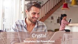  Presentation with one young man exercising handball - Slides consisting of having breakfast in a cafe background and a coral colored foreground