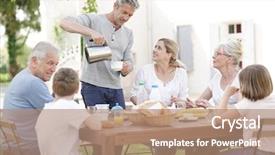  Presentation with holiday - Slide deck enhanced with having breakfast together in holiday background and a coral colored foreground