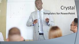  Presentation with african american meeting - Beautiful PPT theme featuring having business meeting in board backdrop and a light gray colored foreground