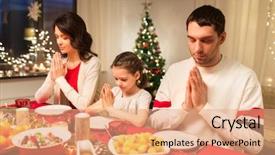  Presentation with christmas dinner - PPT theme with having christmas dinner and praying background and a  colored foreground