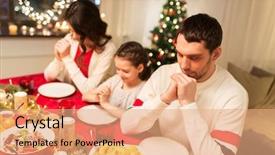  Presentation with christmas dinner - Audience pleasing PPT layouts consisting of having christmas dinner and praying backdrop and a  colored foreground