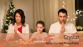  Presentation with christmas dinner - Presentation design enhanced with having christmas dinner and praying background and a coral colored foreground