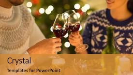  Presentation with christmas dinner - Cool new PPT layouts with having christmas dinner drinking red backdrop and a gold colored foreground