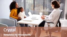  Presentation with pediatrician - Slide set featuring having consultation with female pediatrician background and a coral colored foreground