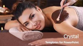  Presentation with salon and spa - Audience pleasing presentation theme consisting of having cosmetic mask in spa backdrop and a red colored foreground