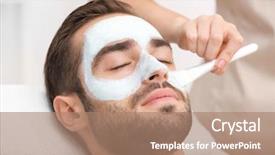  Presentation with spa salon - Colorful presentation design enhanced with having cosmetic mask in spa backdrop and a coral colored foreground