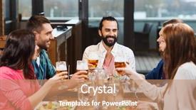  Presentation with eating fish and drink water from pollution oceans - PPT theme consisting of having dinner and drinking beer background and a coral colored foreground