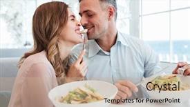  Presentation with romantic - Cool new presentation theme with having dinner and eating salat backdrop and a coral colored foreground