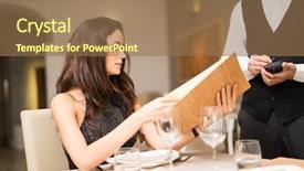  Presentation with dinner - Slide set with having dinner in a luxury background and a coral colored foreground