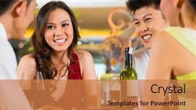  Presentation with business hotel - Slide set featuring having dinner in elegant club background and a coral colored foreground