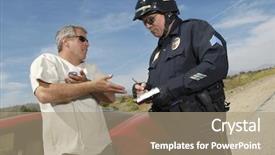  Presentation with discussion - PPT layouts with having discussion with police officer background and a coral colored foreground