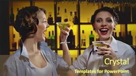  Presentation with girls night - Presentation design with having drinks at the bar background and a  colored foreground