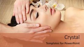  Presentation with face massage spa skin - Presentation design consisting of having face massage in spa background and a coral colored foreground