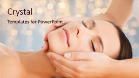  Presentation with face massage spa skin - PPT theme enhanced with having face massage over holiday background and a lemonade colored foreground