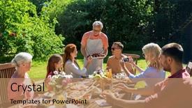  Presentation with summer party - Cool new theme with having festive dinner or summer backdrop and a  colored foreground