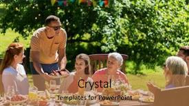  Presentation with summer party - Slides enhanced with having festive dinner or summer background and a  colored foreground