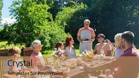  Presentation with dinner party - Theme consisting of having festive dinner or summer background and a coral colored foreground
