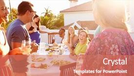  Presentation with people enjoying - Amazing slides having having food together - group of young people enjoying backdrop and a coral colored foreground