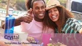  Presentation with selfie - PPT layouts having having food together - young couple taking selfie background and a coral colored foreground