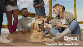  Presentation with group of happy couples - Cool new presentation with having fun and drinking beer backdrop and a coral colored foreground