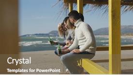  Presentation with friends - Presentation featuring having fun and drinking beer background and a violet colored foreground