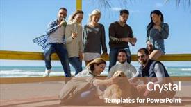  Presentation with friends - Cool new PPT theme with having fun and drinking beer backdrop and a  colored foreground