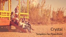  Presentation with group of happy couples - Beautiful theme featuring having fun and drinking beer backdrop and a  colored foreground