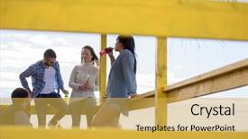  Presentation with friends - Slide deck enhanced with having fun and drinking beer background and a yellow colored foreground