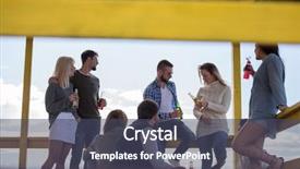  Presentation with group of happy couples - Slides with having fun and drinking beer background and a  colored foreground