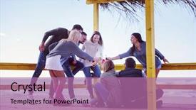  Presentation with friends - Slide deck with having fun and drinking beer background and a  colored foreground